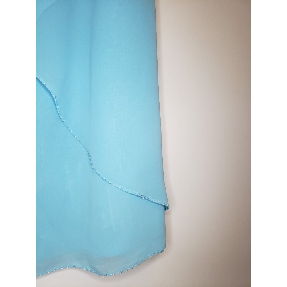 Jade by Jasmine Mother of the Bride Dress Petite P8 Maxi Blue Sparkly 3/4 Sleeve - Picture 3 of 7
